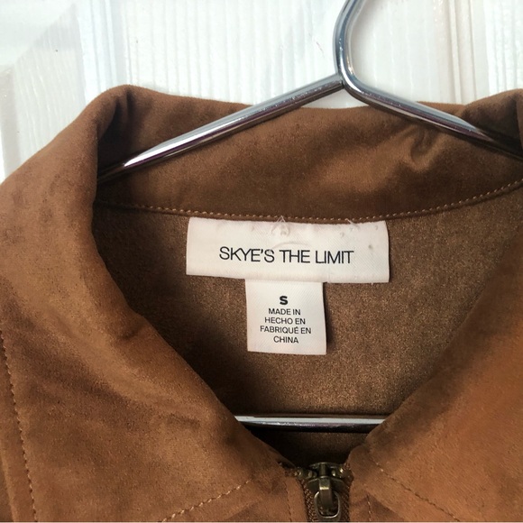 Skyes the Limit Suede Brown Tie In Back Zip up Jacket Size Small - Picture 2 of 10